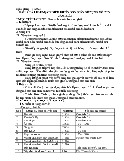 Giáo án Công nghệ 8 Bài 14: Lắp ráp mạch điều khiển cơ bản sử dụng mô đun cảm biến | Cánh diều