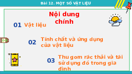 Giáo án điện tử Khoa học tự nhiên 6 bài 12 Kết nối tri thức : Một số vật liệu