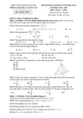 Đề cuối học kì 2 Toán 8 năm 2024 – 2025 phòng GD&ĐT TP Hải Dương