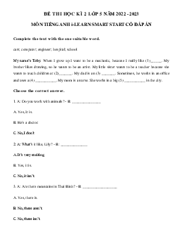 Đề thi tiếng Anh lớp 5 học kì 2 i-Learn Smart Start số 2