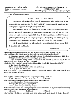 Đề thi giữa học kì 1 môn Tiếng Việt lớp 5 năm 2017 - 2018 - Đề số 2