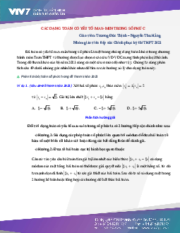 Các dạng toán có yếu tố max – min trong số phức Toán 12