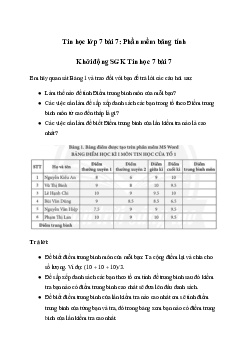 Giải Tin học 7 Bài 7: Phần mềm bảng tính | Chân trời sáng tạo