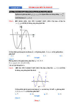 TOP 54 Câu hỏi trắc nghiệm mức độ thông hiểu về Sự tương giao của đồ thị hàm số (Có đáp án )