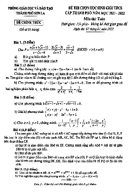 Đề thi học sinh giỏi Toán THCS năm 2021 – 2022 phòng GD&ĐT thành phố Sơn La