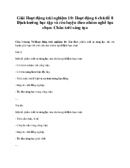Giải Hoạt động trải nghiệm 10: Hoạt động 6 chủ đề 8 Chân Trời Sáng Tạo