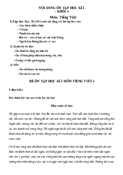 Đề cương ôn tập học kì 1 môn Tiếng Việt 4 sách Kết nối tri thức với cuộc sống