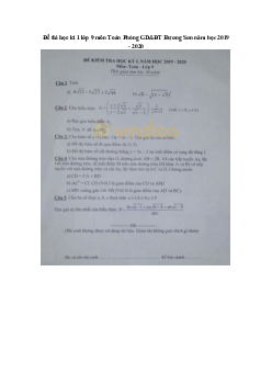 Đề thi học kì 1 lớp 9 môn Toán Phòng GD&ĐT Hương Sơn năm học 2019 - 2020