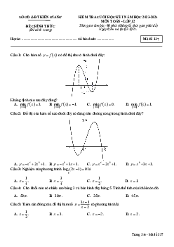 Đề kiểm tra cuối học kỳ 1 Toán 12 năm 2023 – 2024 sở GD&ĐT Kiên Giang