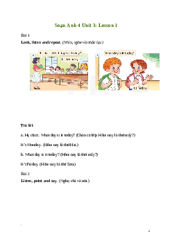 Giải Tiếng Anh lớp 4 Unit 3: Lesson 1 | Global Success