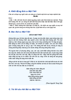 Giải SGK Tiếng Việt 5 trang 72 Bài 15: Bài ca Mặt Trời - Kết nối tri thức (Tập 1)