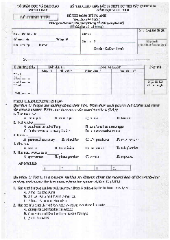 (Vòng 2) Đề Thi Chọn Học Sinh Giỏi Tiếng Anh Lớp 12 Cấp Tỉnh Đồng Tháp Năm 2011 - 2012