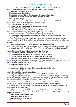 Bài 35 Đồng và hợp chất của đồng hóa học 12 (có đáp án)