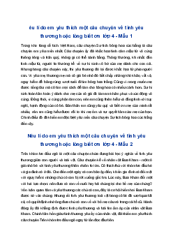 Nêu lí do em yêu thích một câu chuyện về tình yêu thương hoặc lòng biết ơn | Tập làm văn 4