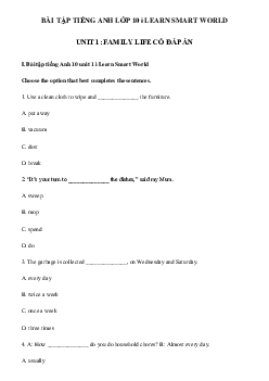 Bài tập i-Learn Smart World 10 unit 1 Family life