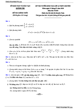 Đề tuyển sinh lớp 10 chuyên môn Toán (chuyên) năm 2020 – 2021 sở GD&ĐT Quảng Trị