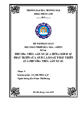 Phương thức sản xuất. Chứng minh sự phát triển của Anh là do sự phát triển của phương thức sản xuất | Bài thảo luận Triết học Mác Lênin