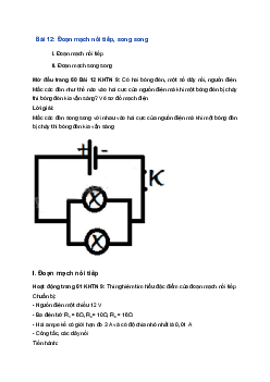 Giải Khoa học tự nhiên 9 Kết nối tri thức Bài 12: Đoạn mạch nối tiếp, song song