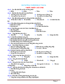 Trắc nghiệm Địa 7 Bài 26: Thiên nhiên Châu Phi (có đáp án)