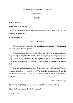 Đề thi học kì 2 lớp 2 môn Tiếng Việt theo Thông tư 27 - Đề 2 | Cánh Diều