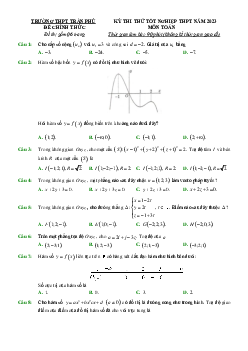 Đề thi thử tốt nghiệp THPT 2023 môn Toán trường THPT Trần Phú – Đà Nẵng