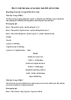 Toán lớp 4 Bài 5: Giải bài toán có ba bước tính Kết nối tri thức