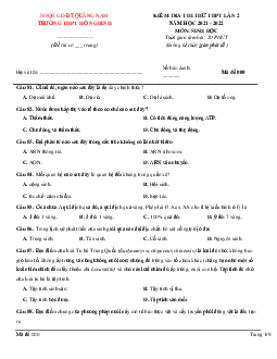 Đề thi thử THPT Quốc gia 2022 môn Sinh học lần 2 trường THPT Hồ Nghinh, Quảng Nam