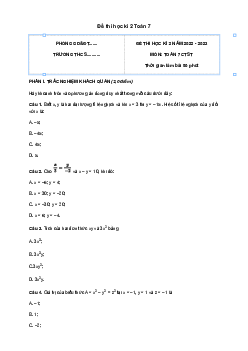 Đề thi học kì 2 môn Toán 7 năm 2022 - 2023 sách Chân trời sáng tạo - Đề 1