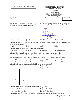 Đề kiểm tra HK1 Toán 12 năm học 2017 – 2018 trường Nguyễn Tất Thành – Hà Nội