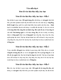 Văn mẫu lớp 6: Tóm tắt văn bản Học thầy, học bạn (5 mẫu) - Chân Trời Sáng Tạo