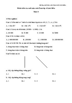 Phiếu bài tập cuối tuần lớp 4 môn Toán nâng cao Tuần 8 Cánh Diều