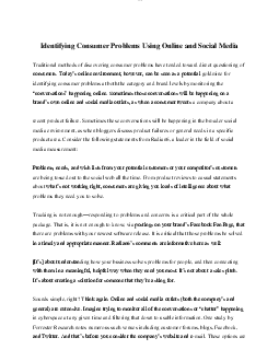 Identifying Consumer Problems Using Online and Social Media