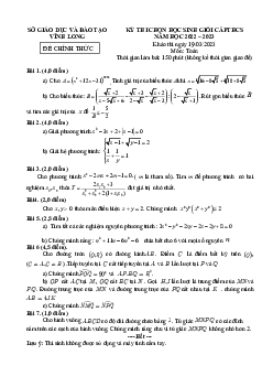 Đề thi chọn học sinh giỏi Toán THCS năm 2022 – 2023 sở GD&ĐT Vĩnh Long