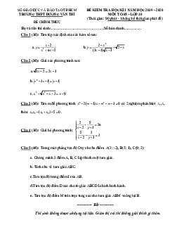 Đề thi học kì 1 Toán 10 năm 2019 – 2020 trường Dương Văn Thì – TP HCM