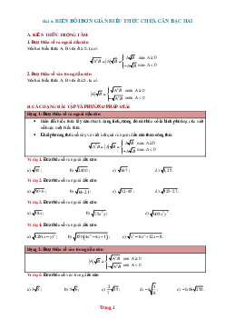 Phương pháp giải toán 9 Biến đổi đơn giản biểu thức chứa căn bậc hai (có đáp án và lời giải chi tiết)