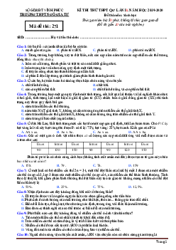 Đề thi thử THPTQG lần II năm 2019-2020 môn sinh học sở GD Vĩnh Phúc Trường THPT Ngô Gia Tự (có đáp án)