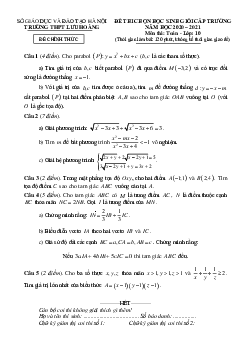Đề thi HSG Toán 10 năm 2020 – 2021 trường THPT Lưu Hoàng – Hà Nội