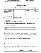 Đề thi cuối kỳ học phần Stochastic Model năm 2018 | Trường Đại học Quốc tế, Đại học Quốc gia Thành phố Hồ Chí Minh