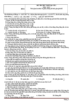 Đề thi thử tốt nghiệp THPT 2021 Lý - thầy Nguyễn Đình Tú (đề 1) (có đáp án)