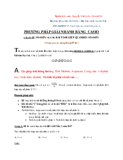 Phương pháp giải nhanh bài toán số phức bằng máy tính Casio – Nguyễn Việt Anh Toán 12