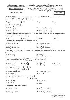 Đề thi kì 2 Toán 10 CB năm 2019 – 2020 trường chuyên Thoại Ngọc Hầu – An Giang