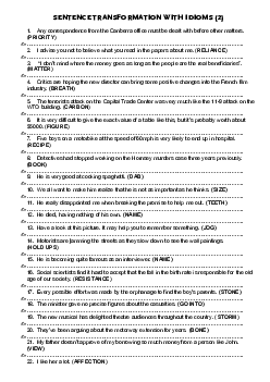 SENTENCE TRANSFORMATION WITH IDIOMS dành cho học sinh giỏi