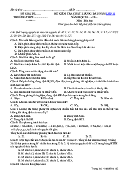 Bộ đề thi khảo sát chất lượng đầu năm môn Hóa học lớp 11