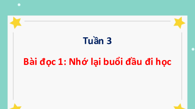 Tuần 3 - Bài đọc 1: Nhớ lại buổi dầu đi học | Bài giảng PowerPoint Tiếng Việt 3 | Cánh Diều