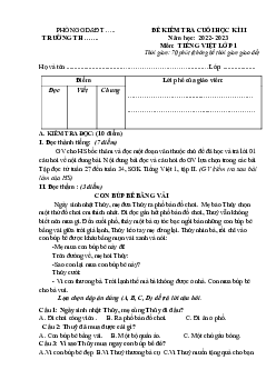 Đề thi học kì 2 lớp 1 năm 2022 - 2023 | Tiếng việt 1 | Chân trời sáng tạo | đề 1