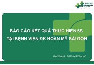Báo cáo kết quả thực hiện 5s tại bệnh viện đa khoa Hoàn Mỹ Sài Gòn