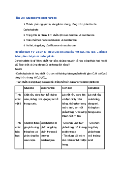 Giải Khoa học tự nhiên 9 Chân trời sáng tạo Bài 27: Glucose và saccharose