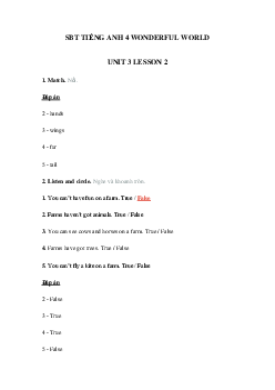 Sách bài tập Tiếng Anh 4 Wonderful world Unit 3 lesson 2