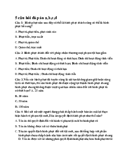 Câu hỏi trắc nghiệm môn Luật Hình sự có đáp án
