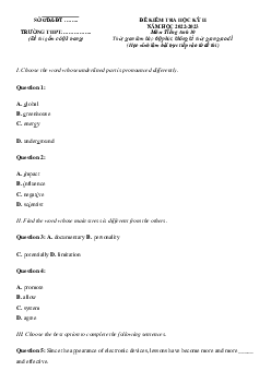 Đề thi học kì 2 lớp 10 năm 2022 - 2023 sách Kết nối tri thức với cuộc sống Tiếng anh 10